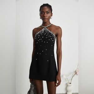 Miss Rosier Xanthea Black Embellished Mini Dress